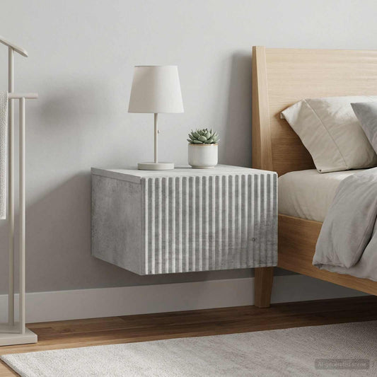 Wall-Mounted Bedside Cabinet 2 pcs Concrete Grey