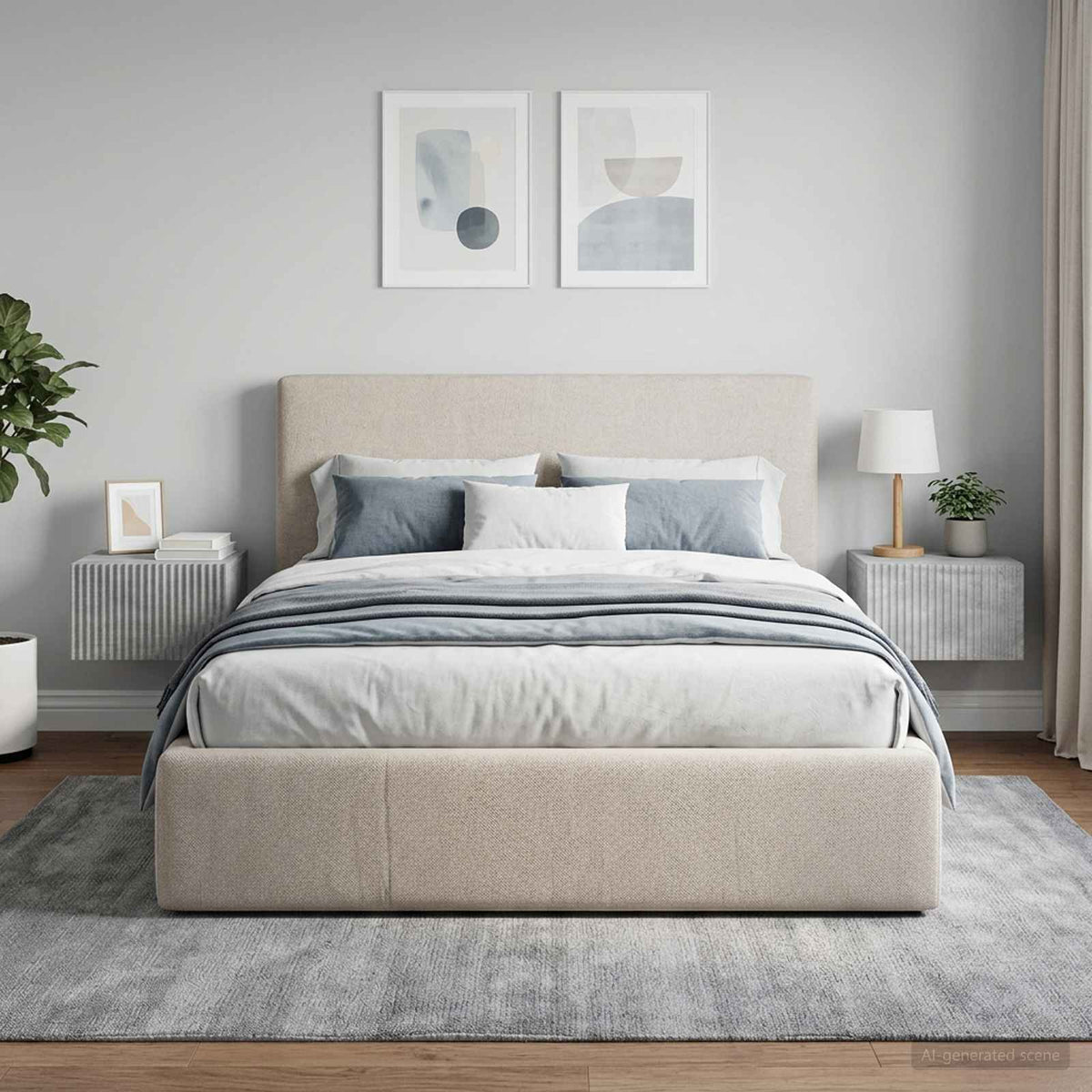 Wall-Mounted Bedside Cabinet 2 pcs Concrete Grey