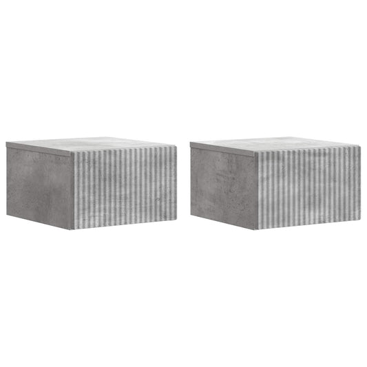 Wall-Mounted Bedside Cabinet 2 pcs Concrete Grey
