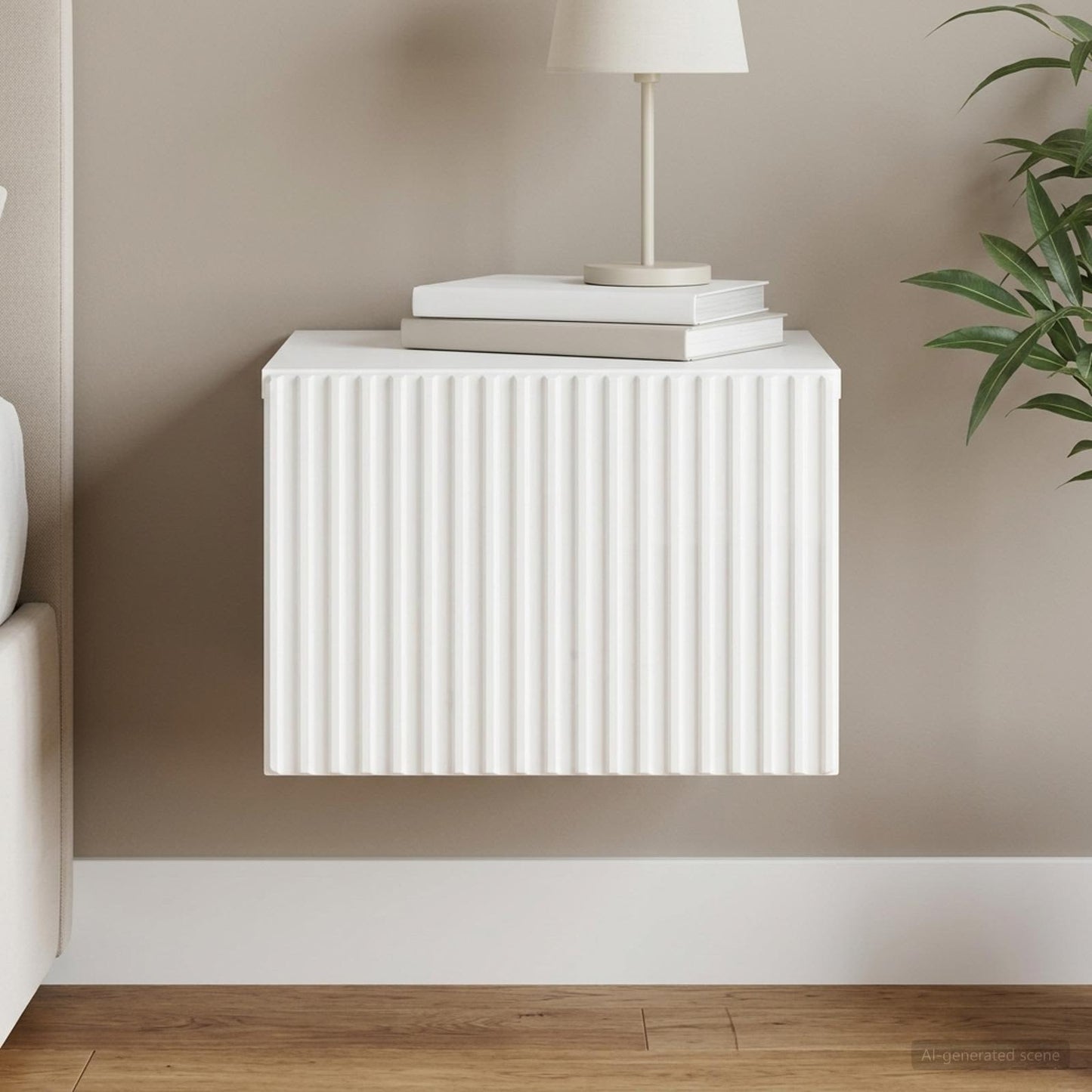 Wall-Mounted Bedside Cabinet High Gloss White 33 x 34.5 x 20 cm