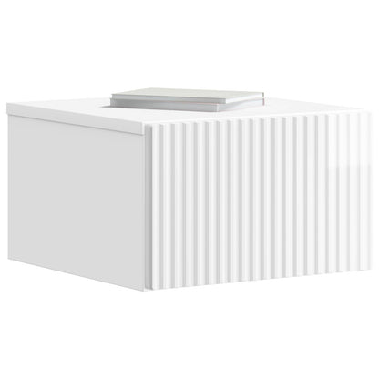 Wall-Mounted Bedside Cabinet High Gloss White 33 x 34.5 x 20 cm