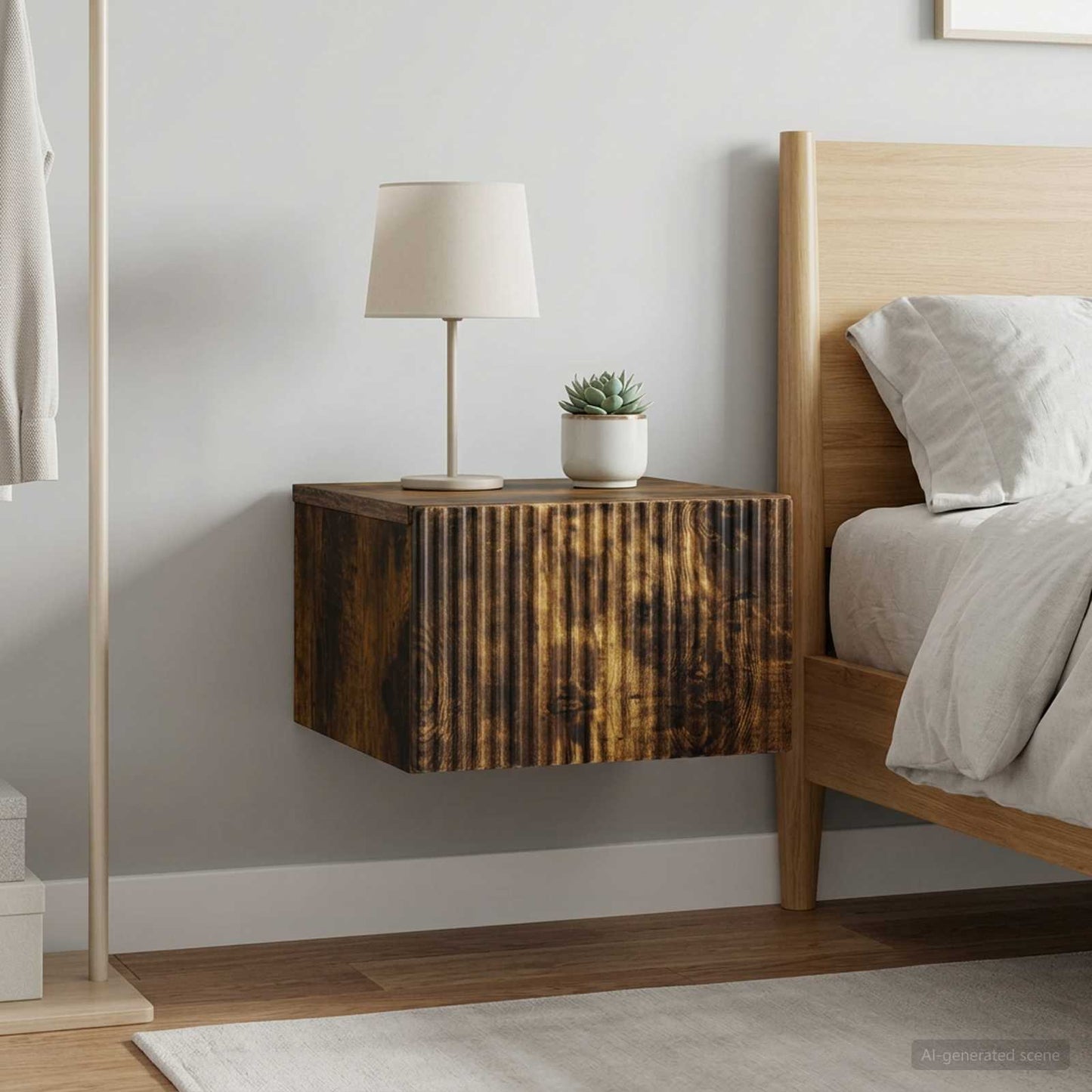 Wall-Mounted Bedside Cabinet 2 pcs Smoked Oak 33 x 34.5 x 20 cm