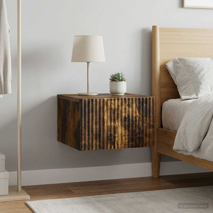 Wall-Mounted Bedside Cabinet 2 pcs Smoked Oak 33 x 34.5 x 20 cm