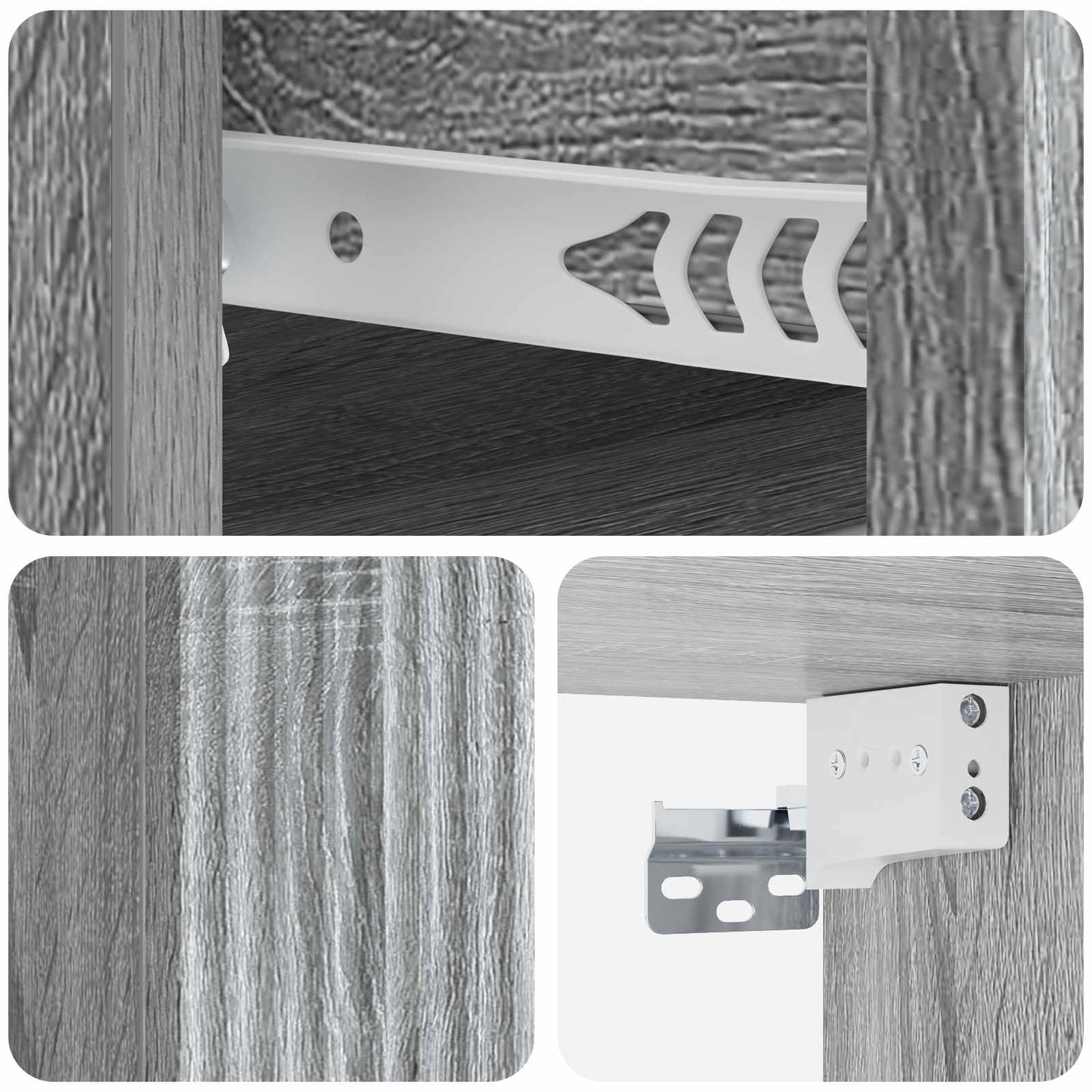 Wall-Mounted Bedside Cabinet Grey Sonoma 33 x 34.5 x 20 cm