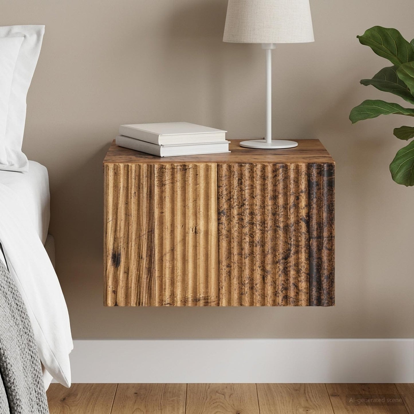 Wall-Mounted Bedside Cabinet Old Wood 33 x 34.5 x 20 cm
