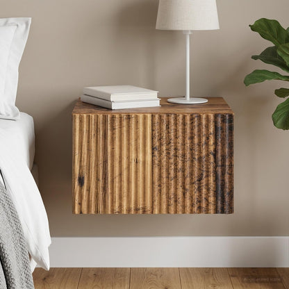 Wall-Mounted Bedside Cabinet Old Wood 33 x 34.5 x 20 cm