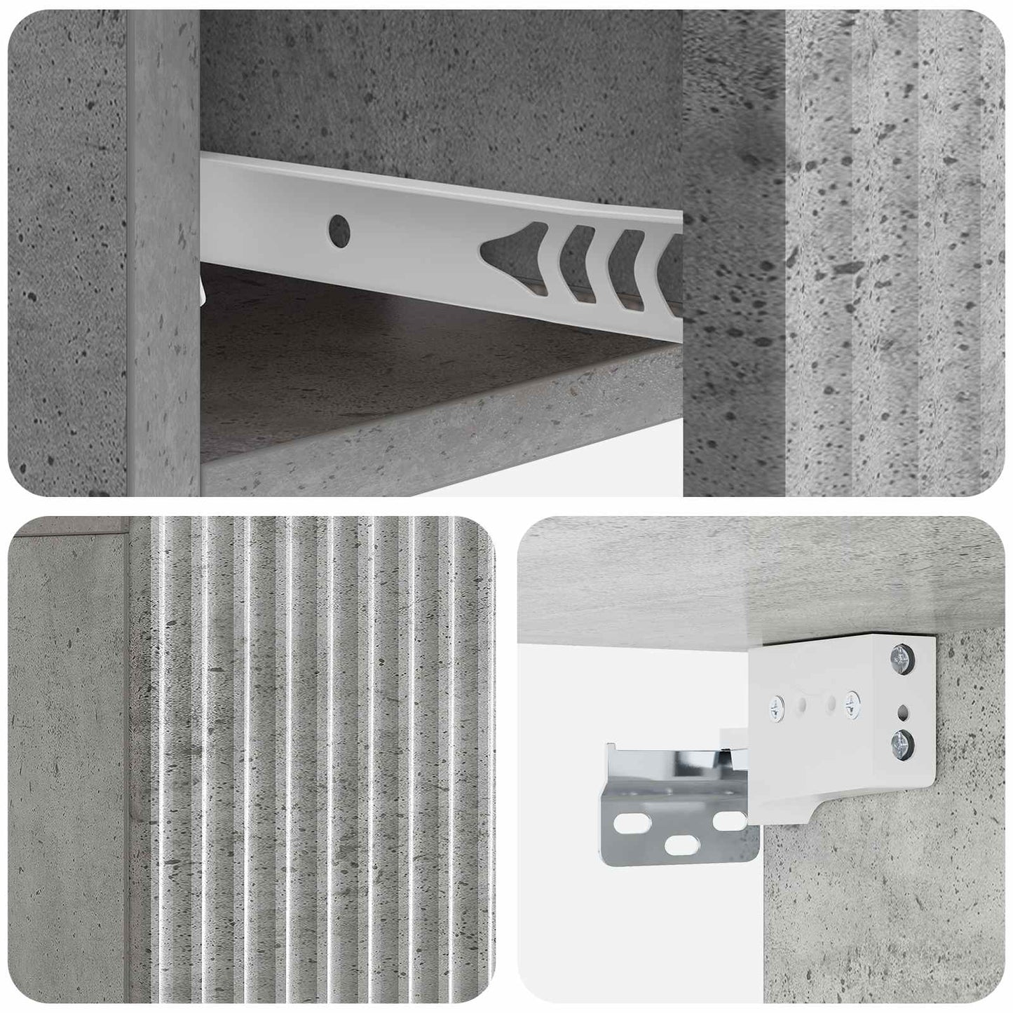 Wall-Mounted Bedside Cabinet Concrete Grey 49 x 34.5 x 20 cm