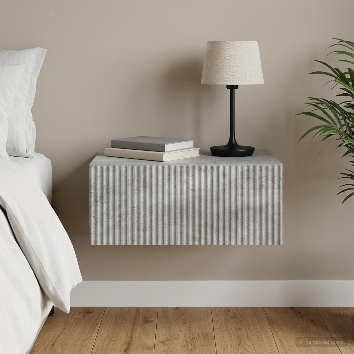 Wall-Mounted Bedside Cabinet Concrete Grey 49 x 34.5 x 20 cm