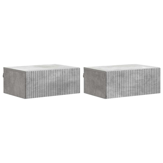 Wall-Mounted Bedside Cabinet 2 pcs Concrete Grey