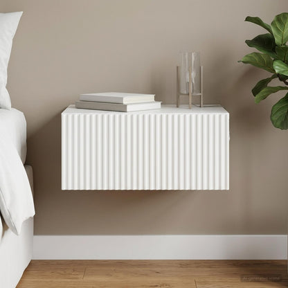 Wall-Mounted Bedside Cabinet High Gloss White 49 x 34.5 x 20 cm