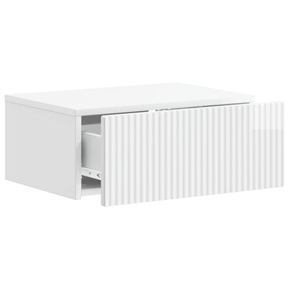 Wall-Mounted Bedside Cabinet with Drawer 2 pcs High Gloss White