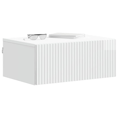 Wall-Mounted Bedside Cabinet with Drawer 2 pcs High Gloss White