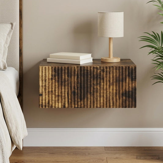 Wall-Mounted Bedside Cabinet Smoked Oak 49 x 34.5 x 20 cm