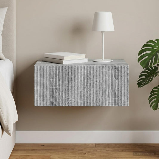 Wall-Mounted Bedside Cabinet Grey Sonoma 49 x 34.5 x 20 cm