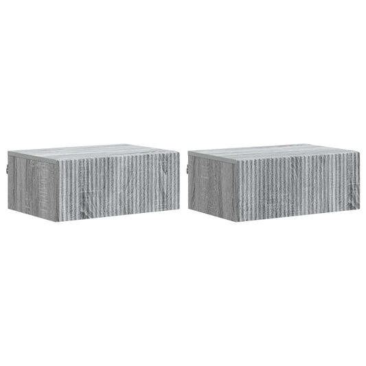 Wall-Mounted Bedside Cabinet 2 pcs Grey Sonoma