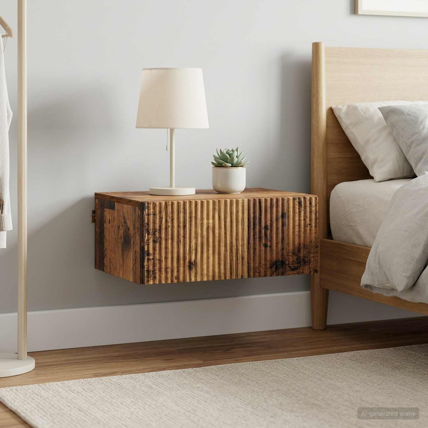 Wall-Mounted Bedside Cabinet 2 pcs Old Wood 49 x 34.5 x 20 cm