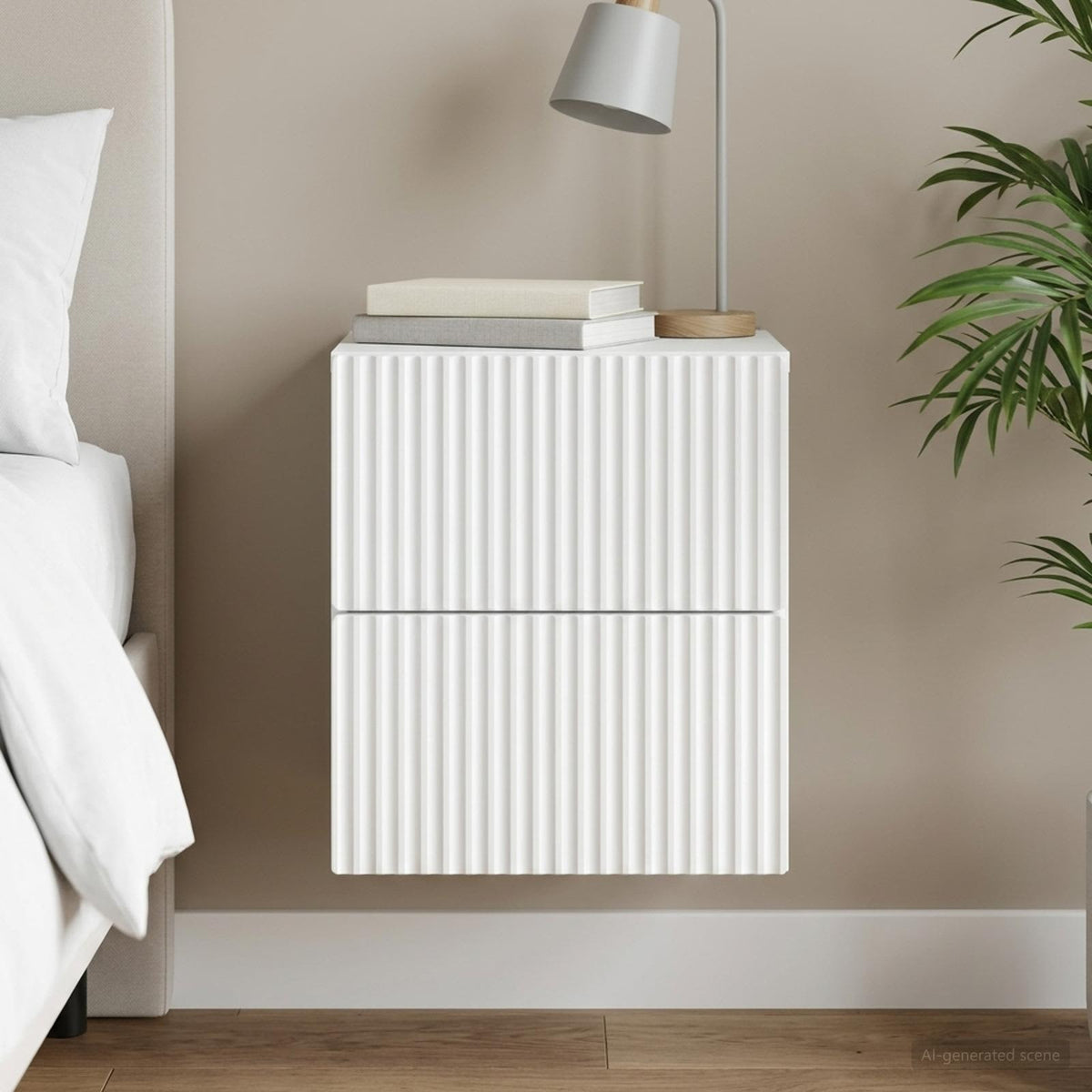 Wall-Mounted Bedside Cabinet White 33 x 34.5 x 40 cm