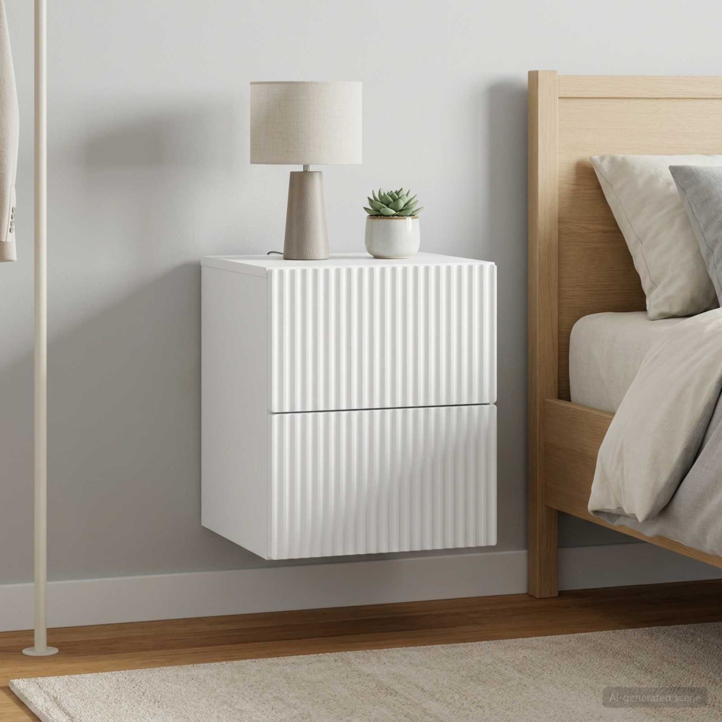 Wall-Mounted Bedside Cabinet 2 pcs White 33 x 34.5 x 40 cm