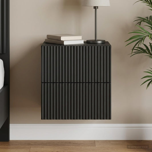 Wall-Mounted Bedside Cabinet Black 33 x 34.5 x 40 cm