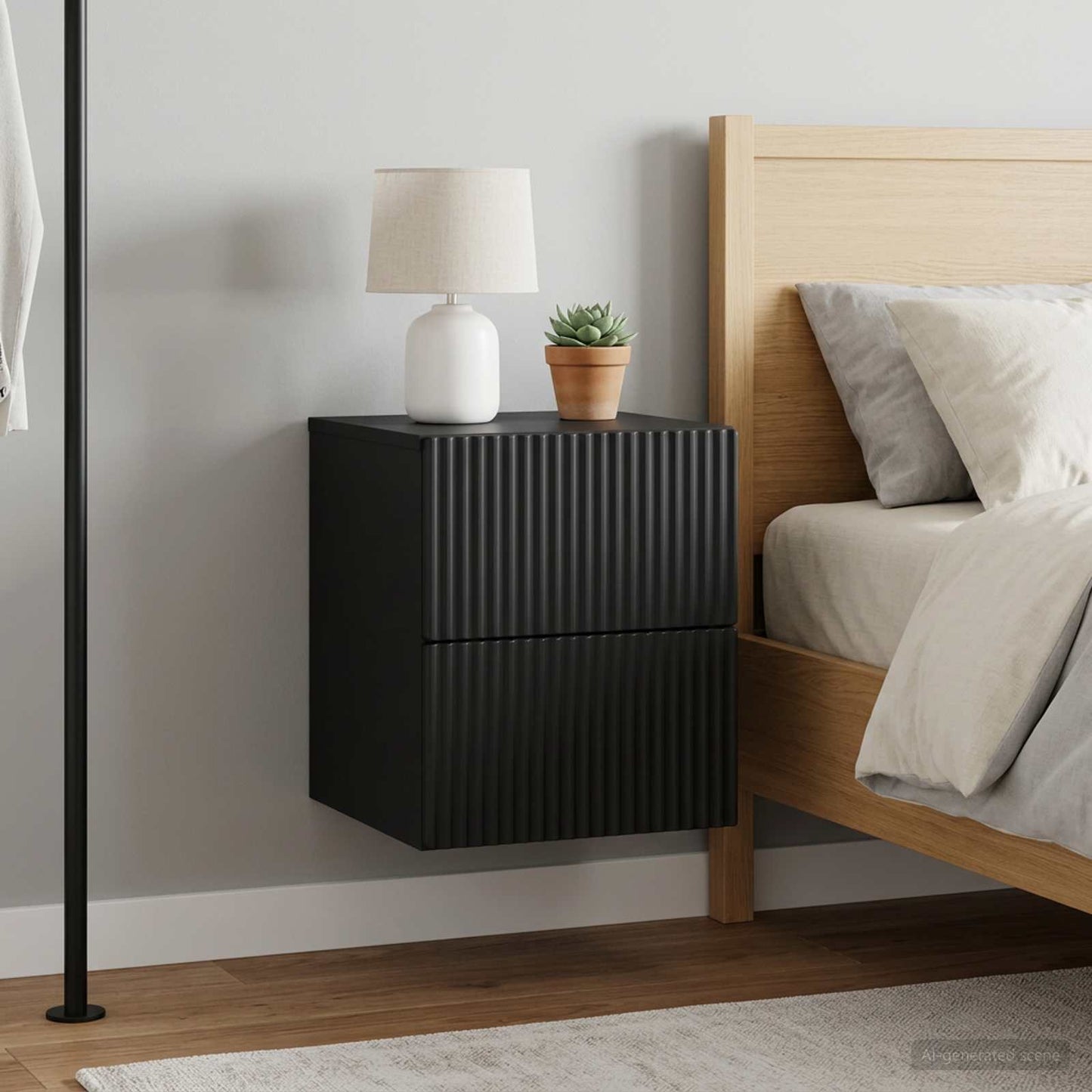 Wall-Mounted Bedside Cabinet 2 pcs Black 33 x 34.5 x 40 cm