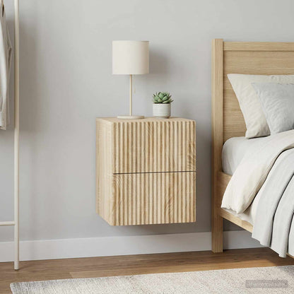 Wall-Mounted Bedside Cabinet 2 pcs Sonoma Oak 33 x 34.5 x 40 cm