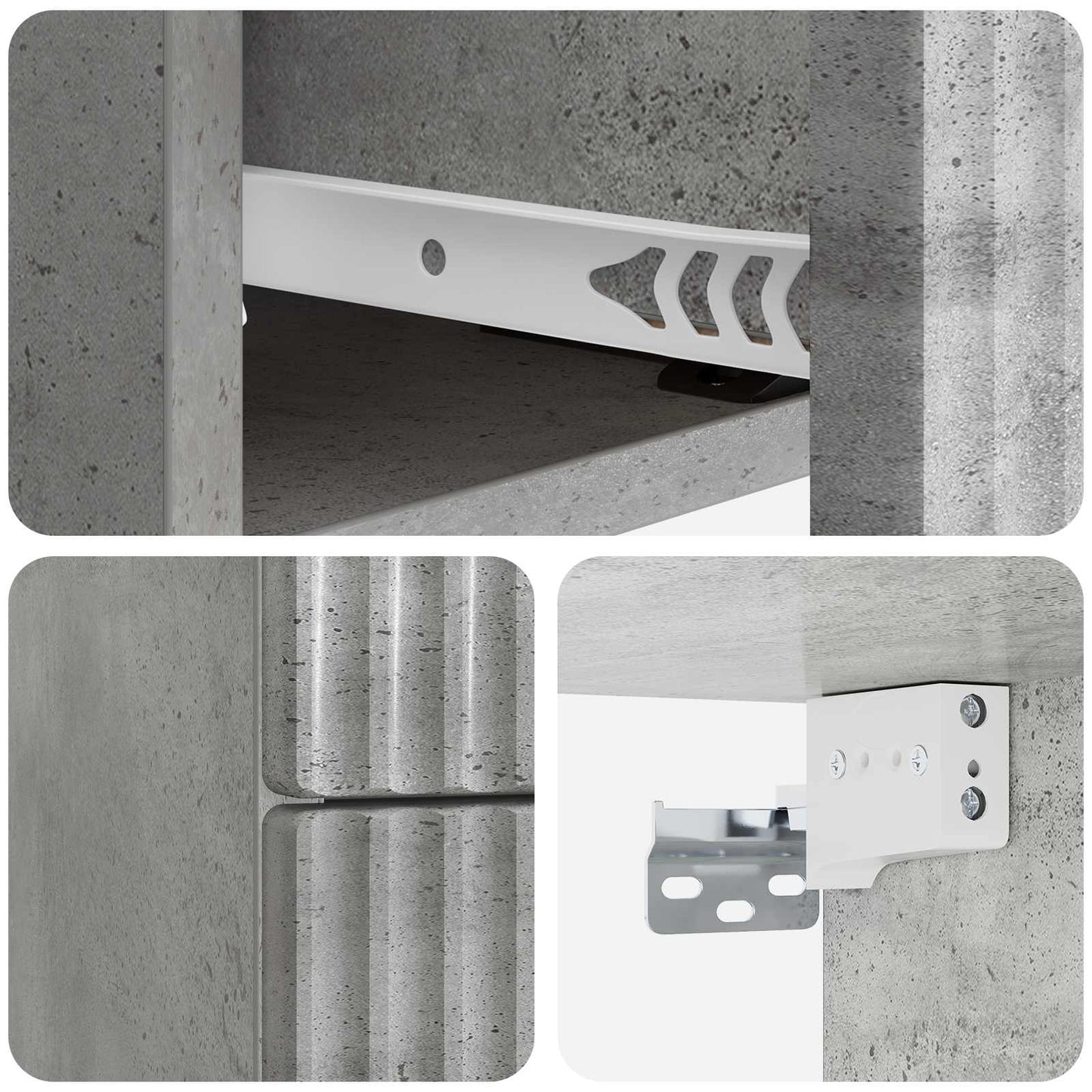 Wall-Mounted Bedside Cabinet Concrete Grey 33 x 34.5 x 40 cm