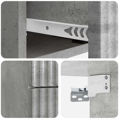 Wall-Mounted Bedside Cabinet Concrete Grey 33 x 34.5 x 40 cm