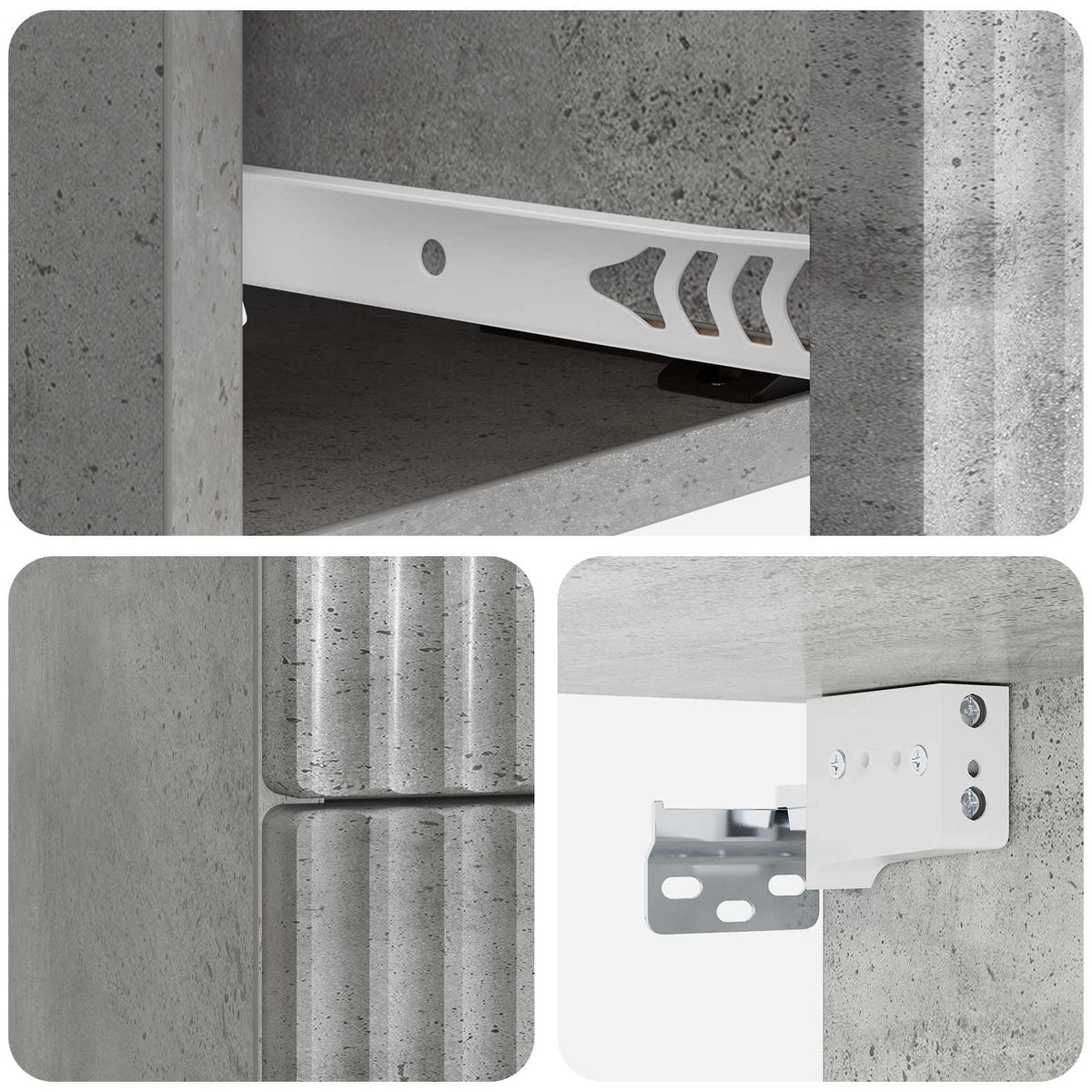 Wall-Mounted Bedside Cabinet 2 pcs Concrete Grey