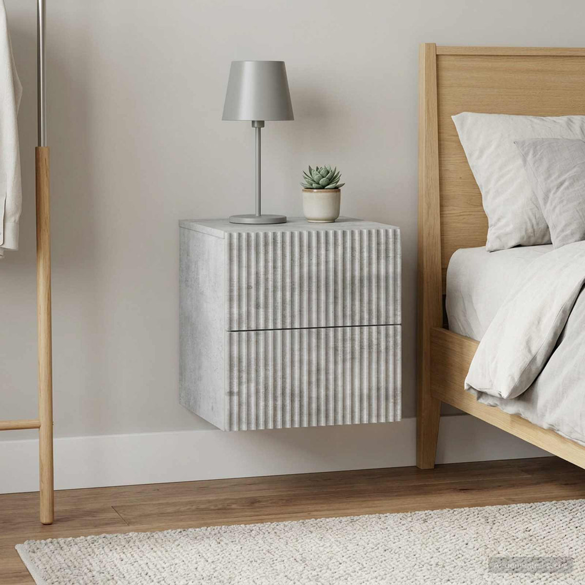 Wall-Mounted Bedside Cabinet 2 pcs Concrete Grey