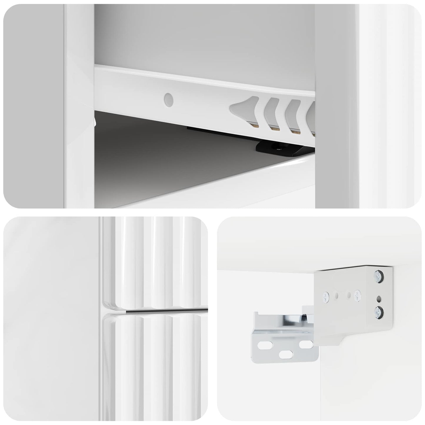 Wall-Mounted Bedside Cabinet with Drawer 2 pcs High Gloss White