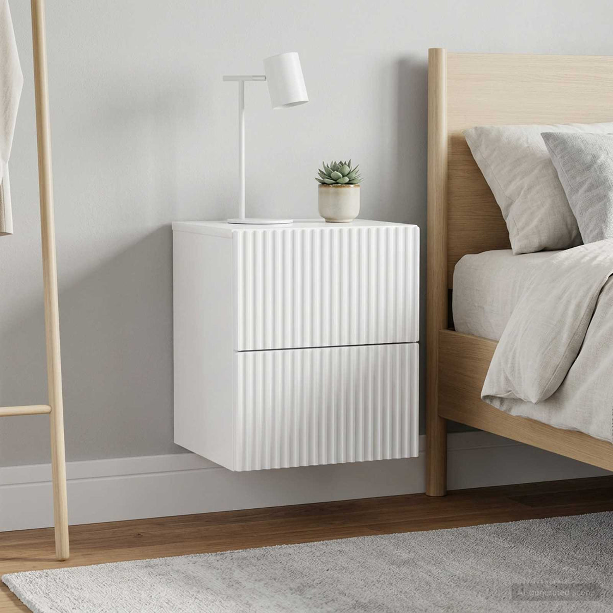 Wall-Mounted Bedside Cabinet 2 pcs High Gloss White