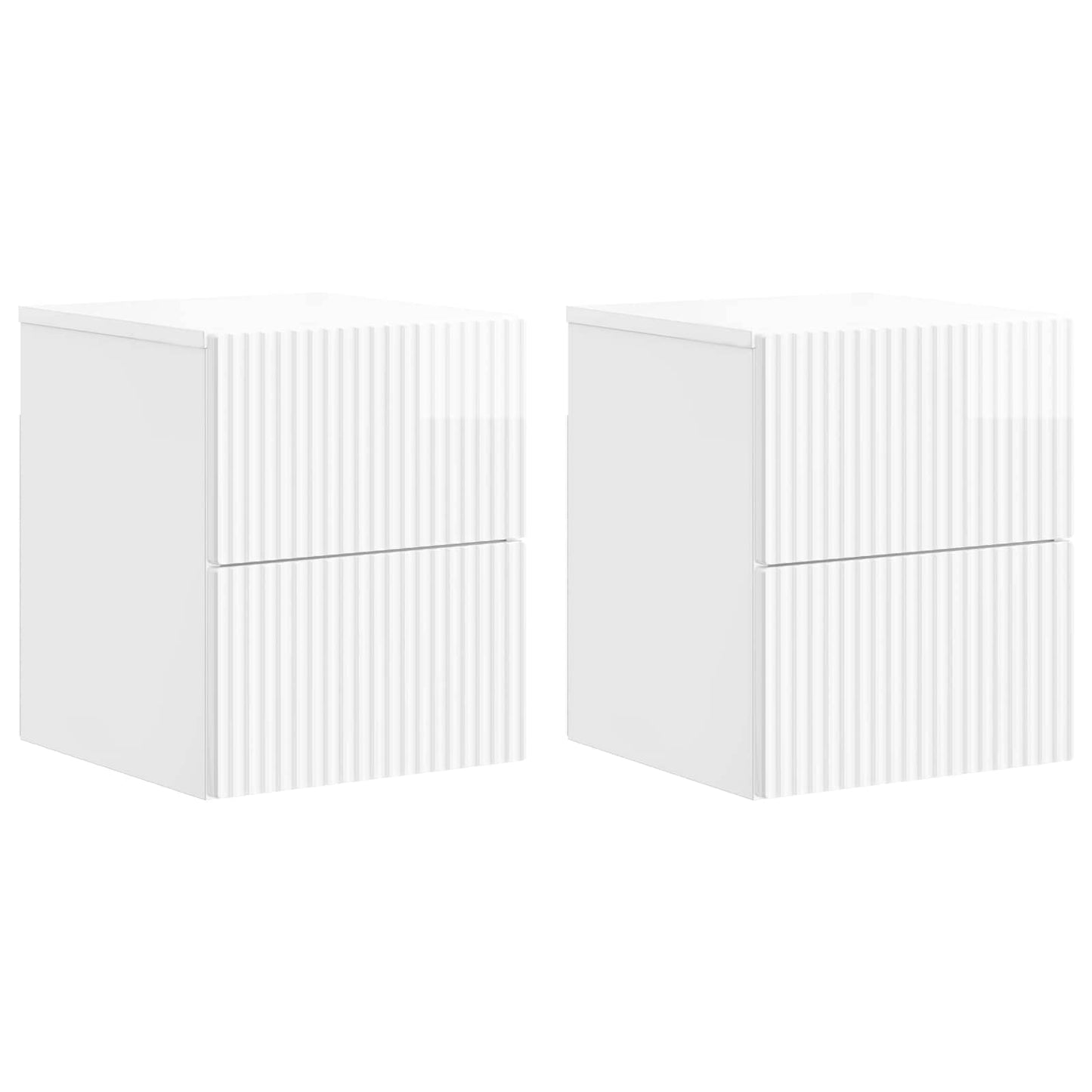 Wall-Mounted Bedside Cabinet with Drawer 2 pcs High Gloss White