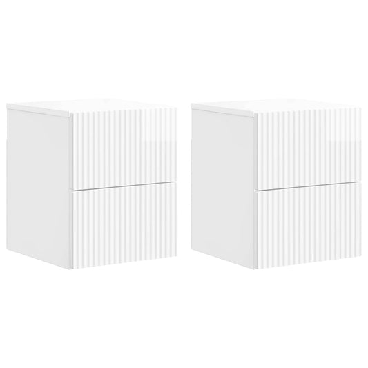 Wall-Mounted Bedside Cabinet 2 pcs High Gloss White