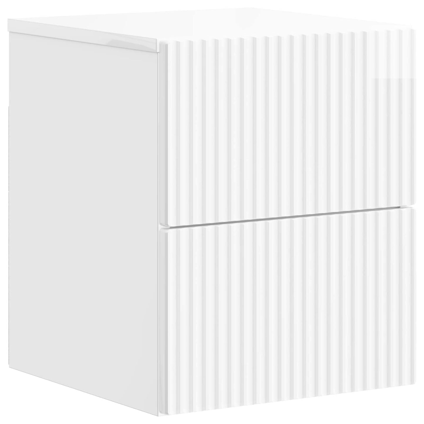 Wall-Mounted Bedside Cabinet with Drawer 2 pcs High Gloss White