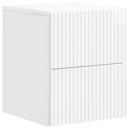 Wall-Mounted Bedside Cabinet with Drawer 2 pcs High Gloss White