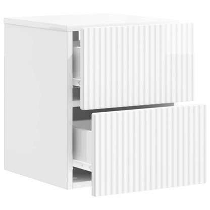 Wall-Mounted Bedside Cabinet with Drawer 2 pcs High Gloss White