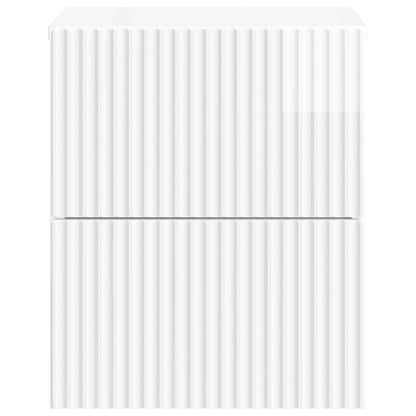 Wall-Mounted Bedside Cabinet with Drawer 2 pcs High Gloss White