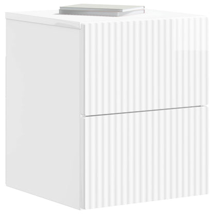 Wall-Mounted Bedside Cabinet with Drawer 2 pcs High Gloss White