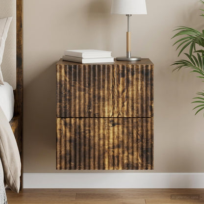 Wall-Mounted Bedside Cabinet Smoked Oak 33 x 34.5 x 40 cm