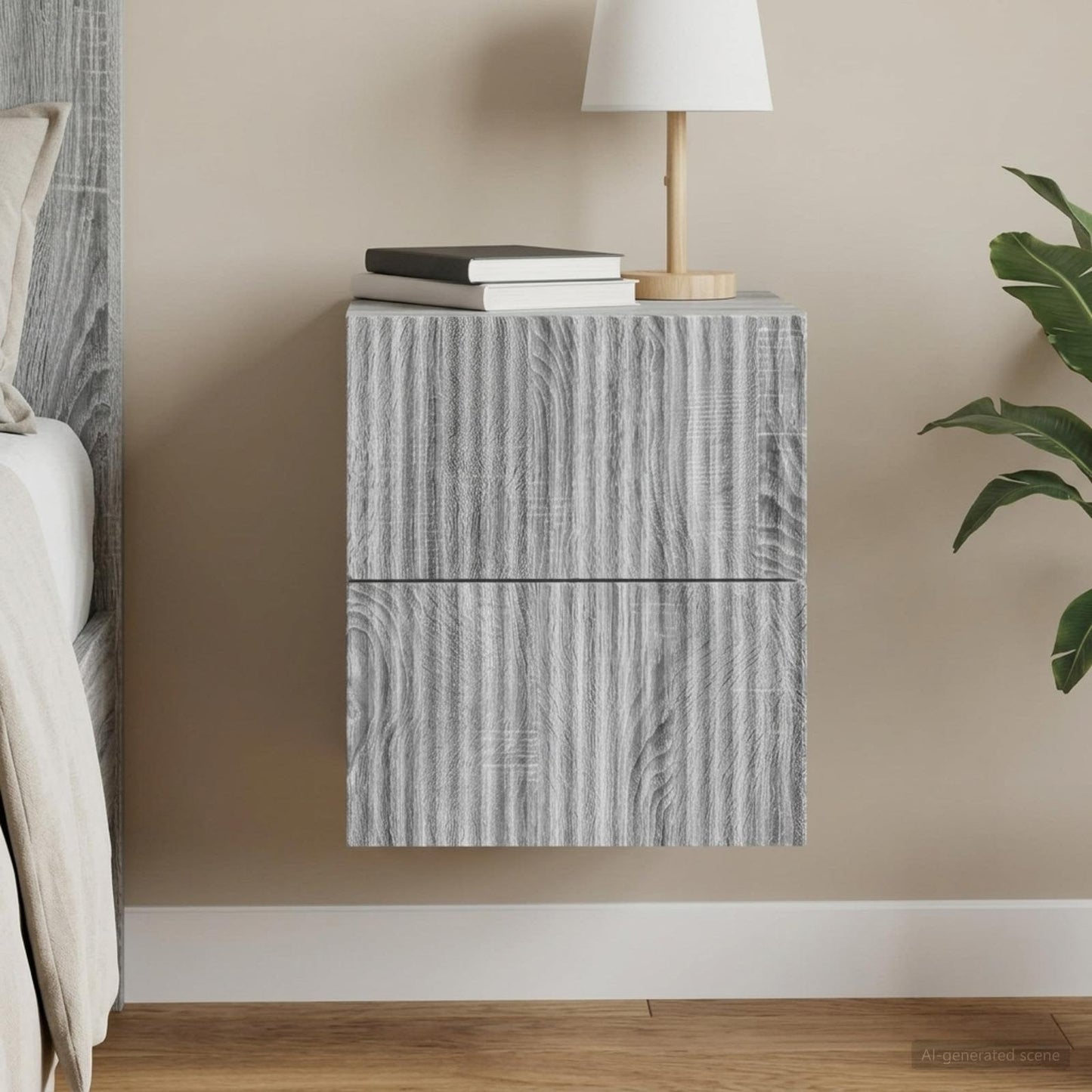 Wall-Mounted Bedside Cabinet Grey Sonoma 33 x 34.5 x 40 cm