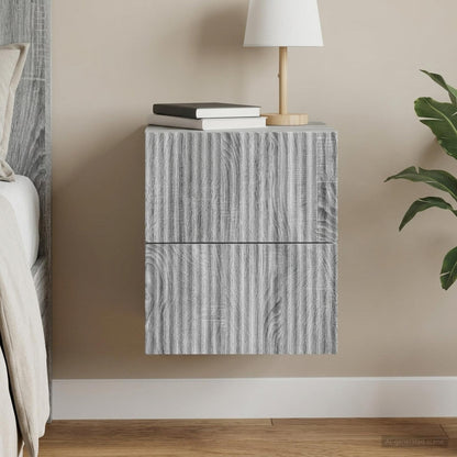 Wall-Mounted Bedside Cabinet Grey Sonoma 33 x 34.5 x 40 cm
