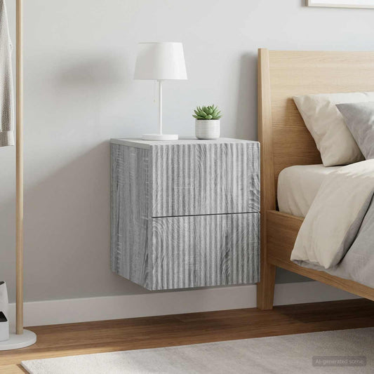 Wall-Mounted Bedside Cabinet 2 pcs Grey Sonoma