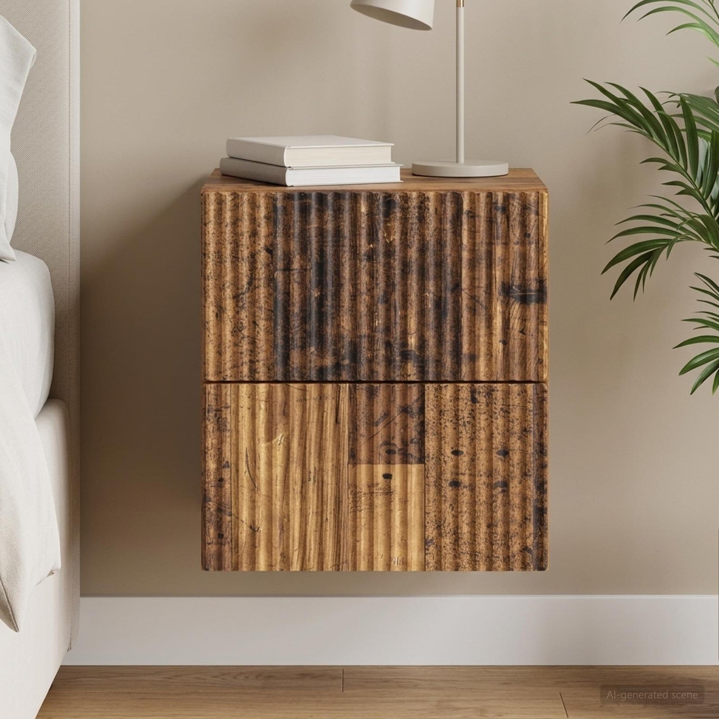 Wall-Mounted Bedside Cabinet Old Wood 33 x 34.5 x 40 cm
