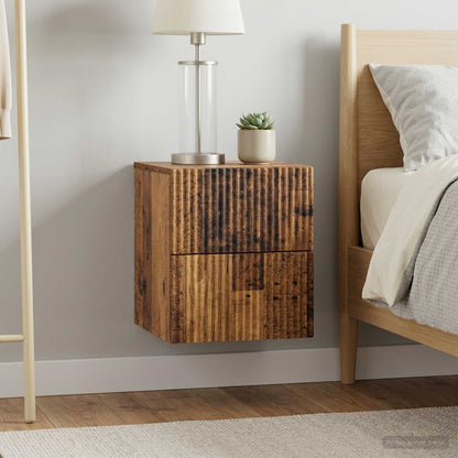 Wall-Mounted Bedside Cabinet 2 pcs Old Wood 33 x 34.5 x 40 cm