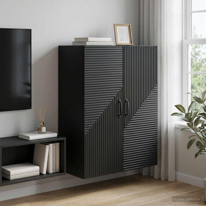 Wall-Mounted Cabinet Black 66 x 34.5 x 90 cm Engineered Wood