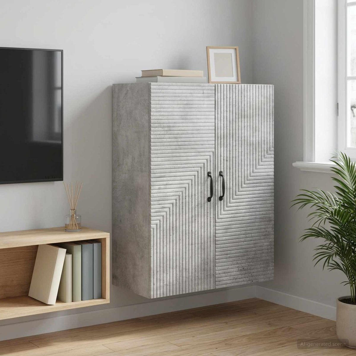 Wall-Mounted Cabinet Concrete Grey 66 x 34.5 x 90 cm