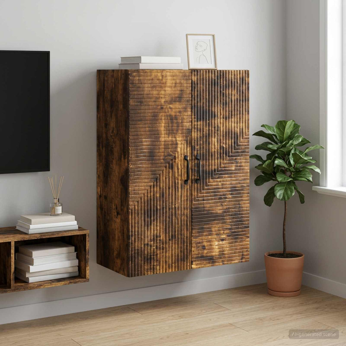 Wall-Mounted Cabinet Smoked Oak 66 x 34.5 x 90 cm