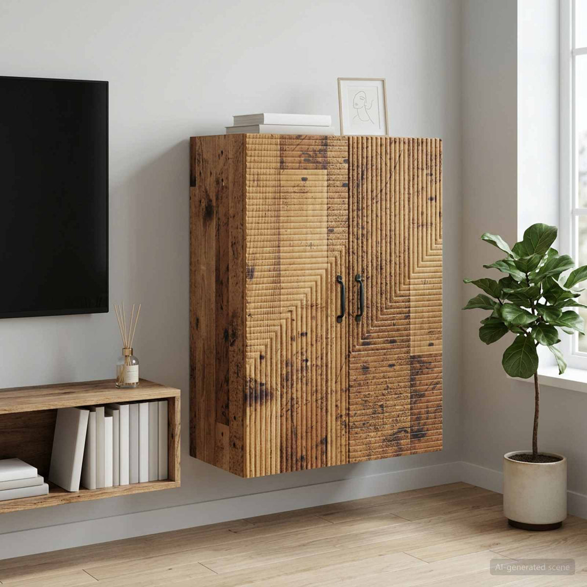 Wall-Mounted Cabinet Old Wood 66 x 34.5 x 90 cm Engineered Wood