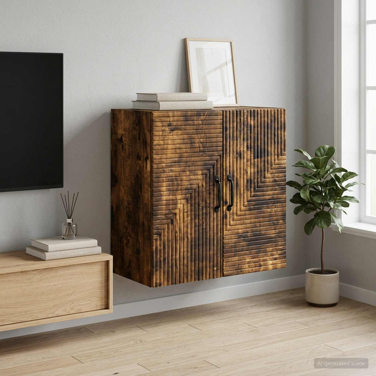Wall-Mounted Cabinet Smoked Oak 59 x 31 x 60 cm Engineered Wood