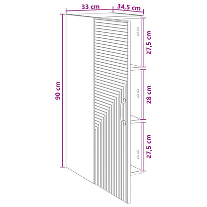 Wall-Mounted Cabinet White 33 x 34.5 x 90 cm Engineered Wood